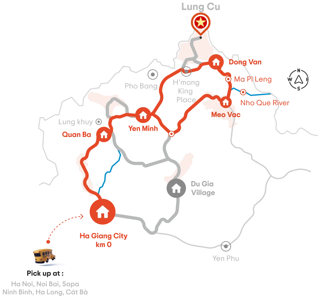 Cao Bang Loop 3 Days 2 Nights route map